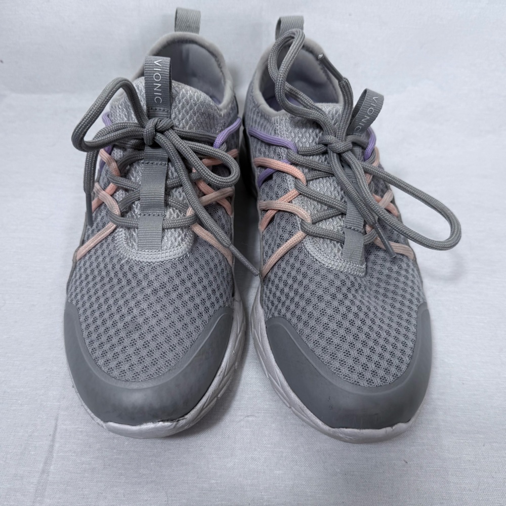 Vionic‎ Women's Gray Zeliya Slip On Sneakers Size 7 Lace Up Mesh Comfort Walking